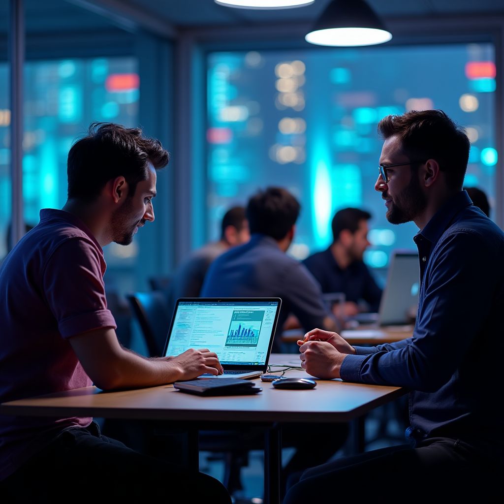 Equipo de desarrollo trabajando en nuevas soluciones FinTech